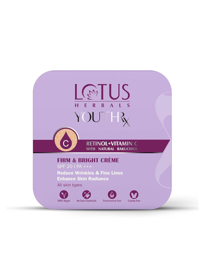 LOTUS HERBALS Lotus Herbals YouthRx Firm and Bright Cream SPF 20 PA+++  Bakuchiol Retinol and Vitamin C  Anti Ageing and Brightening 50g - Image 3