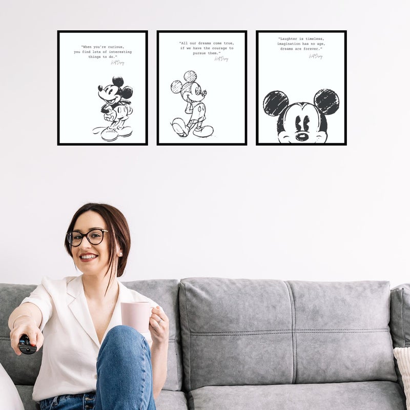 BigWig Prints Mickey Mouse Wall Decor - Mickey Mouse Wall Art Quotes, Nursery Decor Pictures, Motivational Inspirational Room Decoration Posters, Bathroom Art Classroom - Unframed 3 Pack (8x10) - Image 4