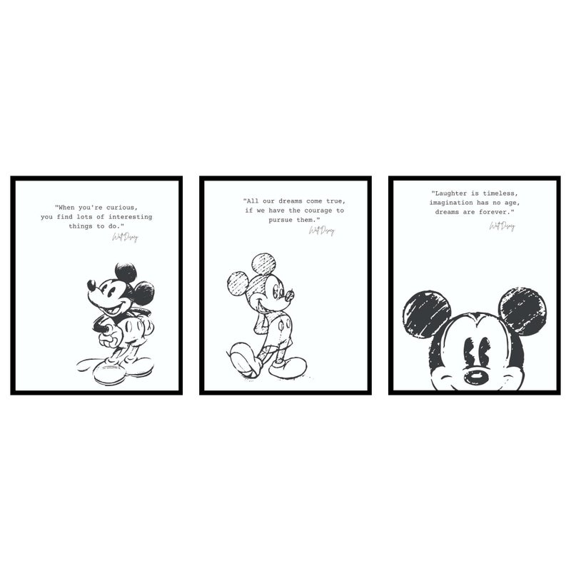 BigWig Prints Mickey Mouse Wall Decor - Mickey Mouse Wall Art Quotes, Nursery Decor Pictures, Motivational Inspirational Room Decoration Posters, Bathroom Art Classroom - Unframed 3 Pack (8x10) - Image 1