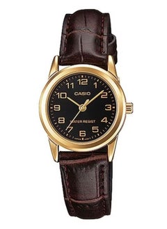 Women's Leather Quartz Analog Watch LTP-V001GL-1BUDF - 25 mm - Dark Brown