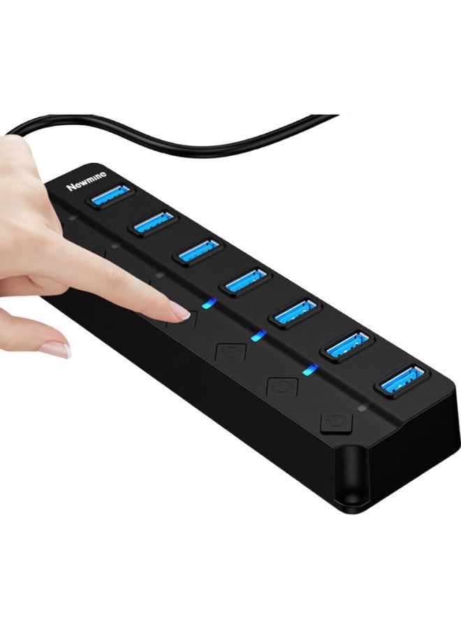 Newmine Usb Hub 3.0 High-Speed 7-Port Hub Splitter For Laptops And Desktop Computers, Usb Expansion Dock Cable Converter, Approximately 1M - Image 2