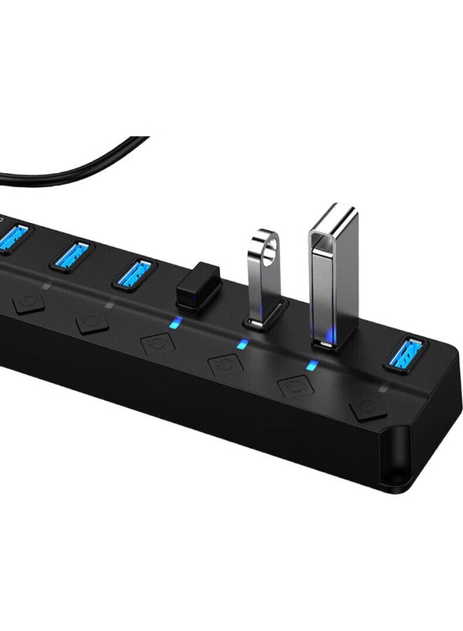 Newmine Usb Hub 3.0 High-Speed 7-Port Hub Splitter For Laptops And Desktop Computers, Usb Expansion Dock Cable Converter, Approximately 1M - Image 1