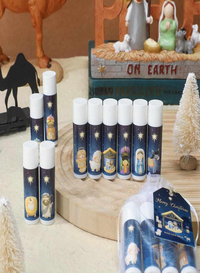 Dunzy 50 Sets Nativity Lip Balm Bulk Christian Religious Moisturizing Lip Balms Holiday Treat Gifts Favors with 50 Organza Bags 50 Tags for Women Party Supplies - Image 3