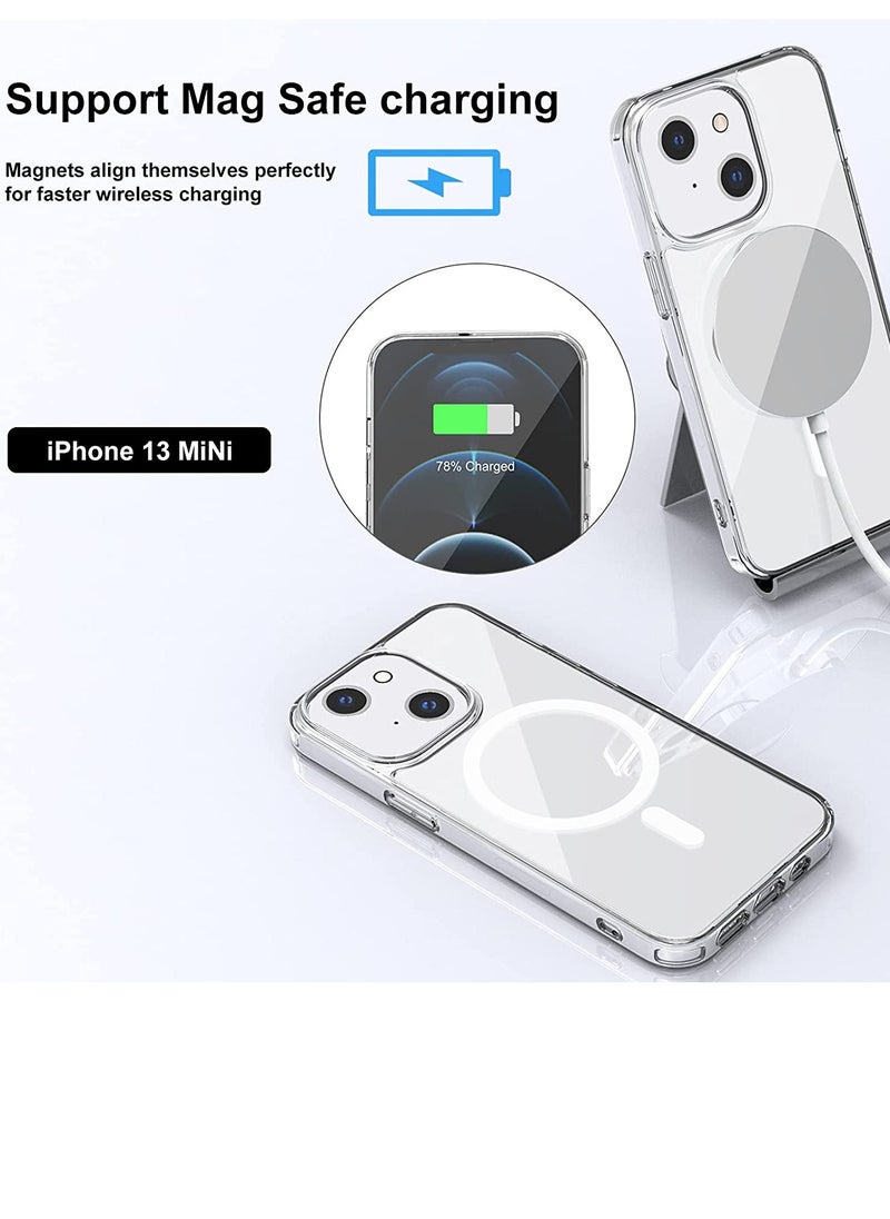 BORTONY - iPhone 13 Mini Case 5.4 Inch Magnetic Clear Case Compatible with MagSafe Charger Drop Protection Shock-Absorbing Corners Protective Phone Cover - Image 1