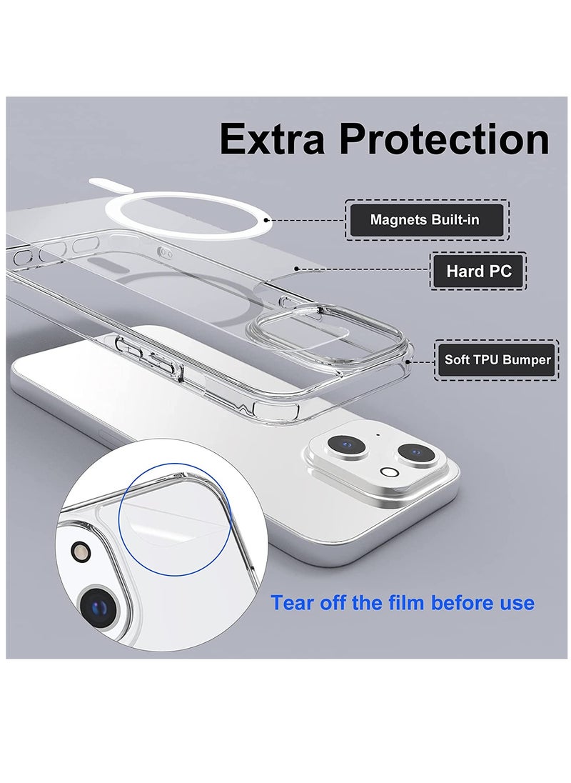 BORTONY - iPhone 13 Mini Case 5.4 Inch Magnetic Clear Case Compatible with MagSafe Charger Drop Protection Shock-Absorbing Corners Protective Phone Cover - Image 1