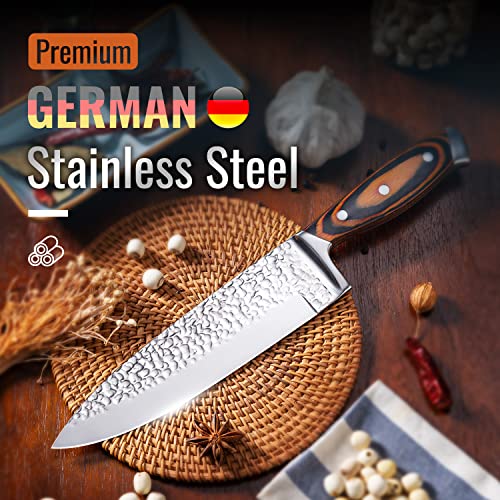 KroWallu Kitchen Knife Sets with Block, 15-Piece High Carbon Stainless Steel Knife Block Set with Sharpener, Ultra-Sharp kitchen knives with Triple Rivet Wood Handle Perfect for Cooking Cut - Image 4
