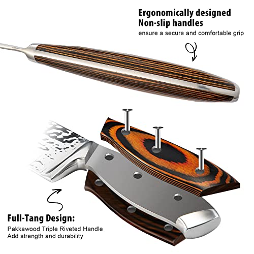 KroWallu Kitchen Knife Sets with Block, 15-Piece High Carbon Stainless Steel Knife Block Set with Sharpener, Ultra-Sharp kitchen knives with Triple Rivet Wood Handle Perfect for Cooking Cut - Image 3