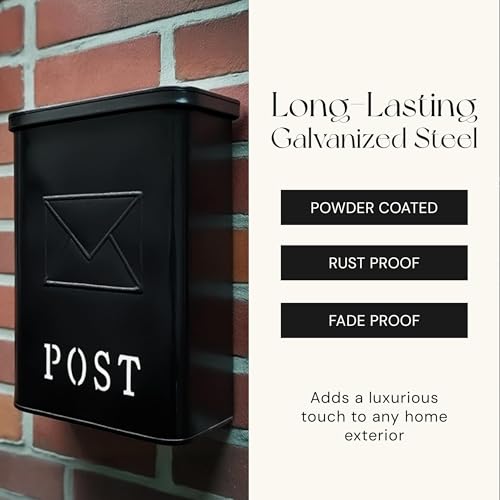 NACH Mailboxes for Outside Wall Mount, 9.5 x 4.72 x 14.96 inch, Black Mailbox, Covered Mailbox for Door - The Serena Mailbox - Image 5