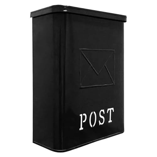 NACH Mailboxes for Outside Wall Mount, 9.5 x 4.72 x 14.96 inch, Black Mailbox, Covered Mailbox for Door - The Serena Mailbox - Image 1