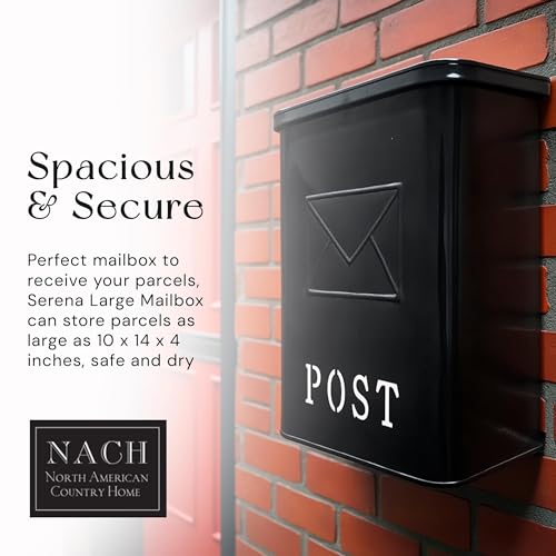 NACH Mailboxes for Outside Wall Mount, 9.5 x 4.72 x 14.96 inch, Black Mailbox, Covered Mailbox for Door - The Serena Mailbox - Image 3