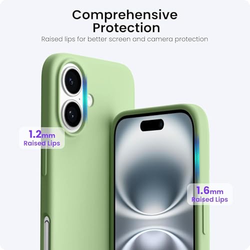 DIZORO Compatible with iPhone 17 Case 6.3, Slim Liquid Silicone 3 Layers Full Covered Soft Gel Rubber Phone Cases Protective Back Cover 6.3 Inch - Matcha Green - Image 2