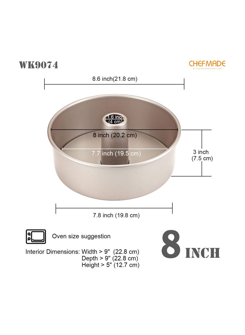chefmade Angel Food Cake Pan 8 Inch with Removable Loose Bottom - Image 2