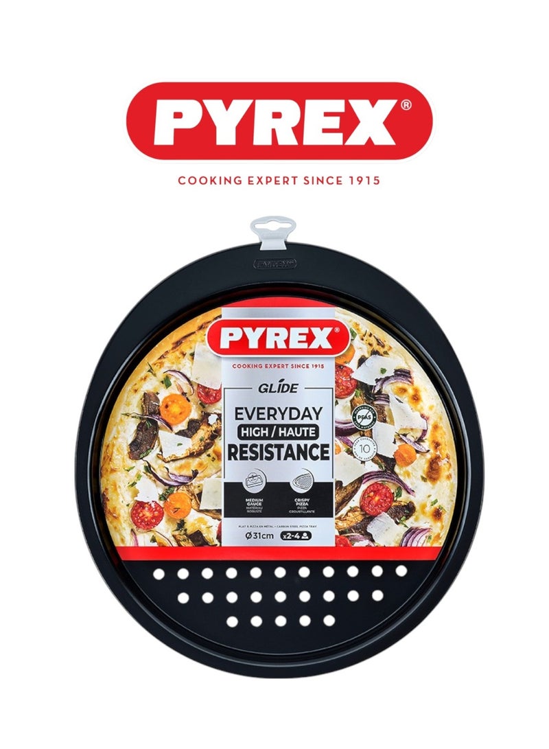 Pyrex Glide Non-Stick Pizza Pan 31cm – PFAS-Free Round Tray for Crispy, Evenly Baked Pizzas Black - Image 1