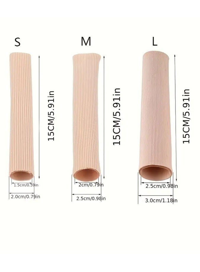 جلوسكي 15 سم سيليكون أنبوب إصبع القدم جل حماية تغطية الإصبع والأصبع القدم النسيج جل الضمادة الذرة للنفعات، كالوس، تخفيف الألم منفش داخل قطع إصبع القدم أنبوب الأكمام مصنوع من نسيج مرن مصفوفة السيليكون إصبع القدم الأكمام واقي للتخفيف من ألم إصبع القدم - Image 1