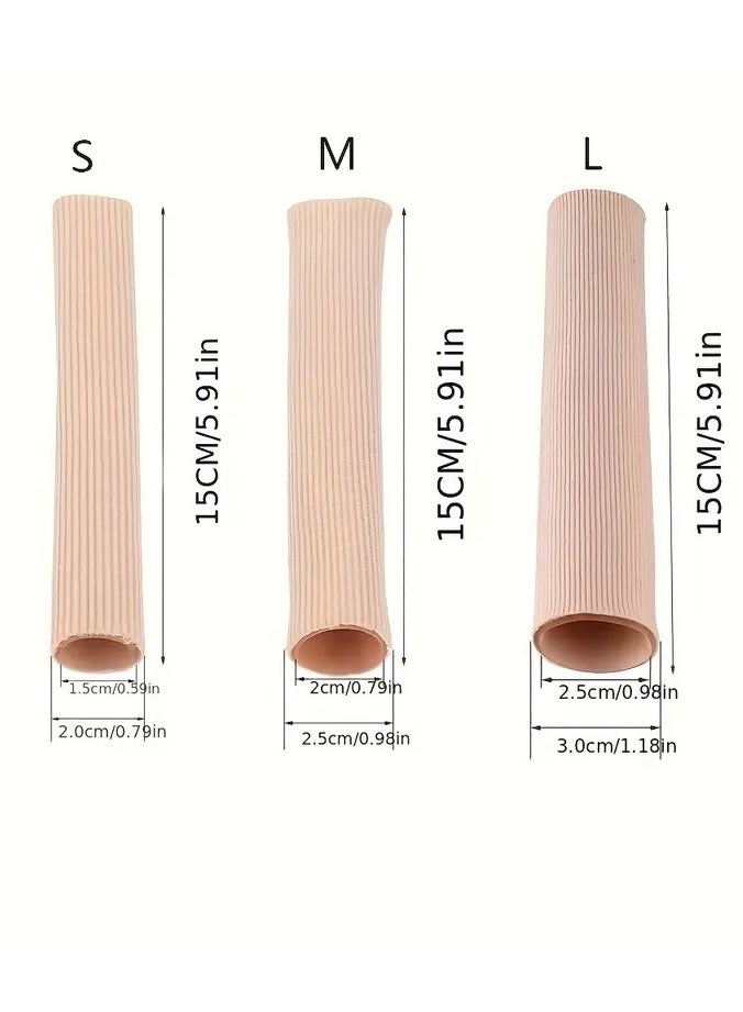 جلوسكي 15 سم سيليكون أنبوب إصبع القدم جل حماية تغطية الإصبع والأصبع القدم النسيج جل الضمادة الذرة للنفعات، كالوس، تخفيف الألم منفش داخل قطع إصبع القدم أنبوب الأكمام مصنوع من نسيج مرن مصفوفة السيليكون إصبع القدم الأكمام واقي للتخفيف من ألم إصبع القدم - Image 4