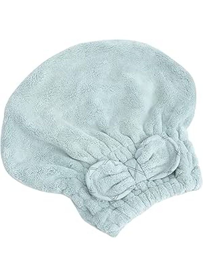 Coral Velvet Quick Dry Hair Towel Cap Super Absorbent Soft Green Drying Wrap Bow Turban - Image 1