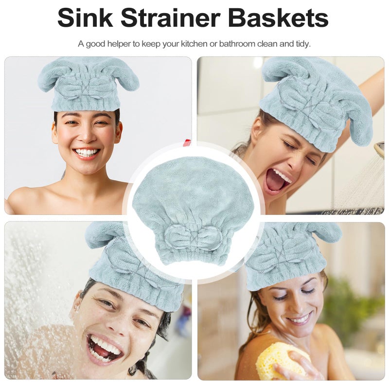 Coral Velvet Quick Dry Hair Towel Cap Super Absorbent Soft Green Drying Wrap Bow Turban - Image 4