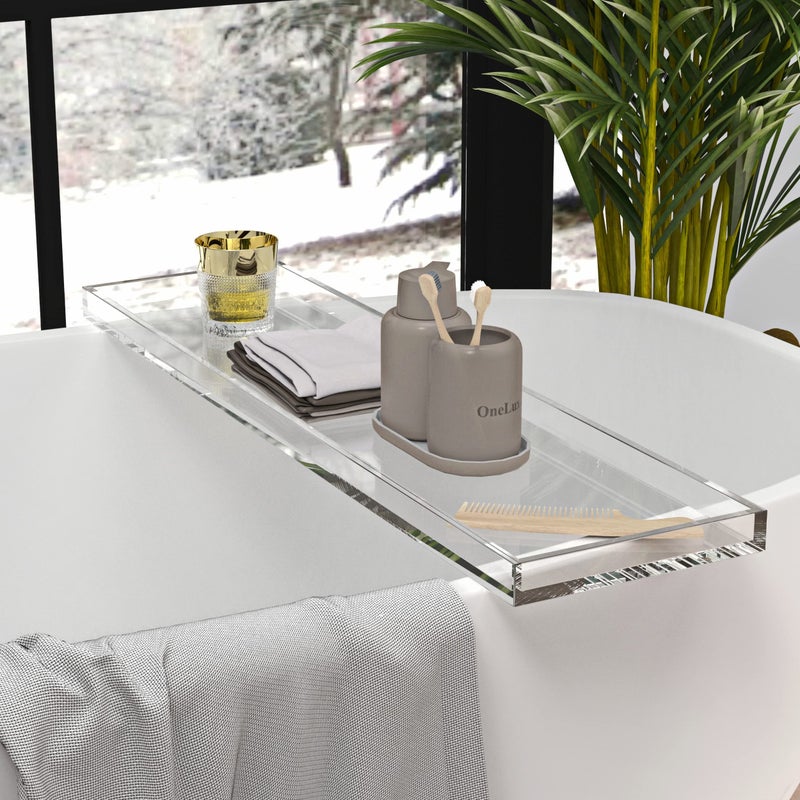 ONELUX Durable Clear Acrylic Towel TrayLucite Bathtub Caddy82cm or 323inch Long 