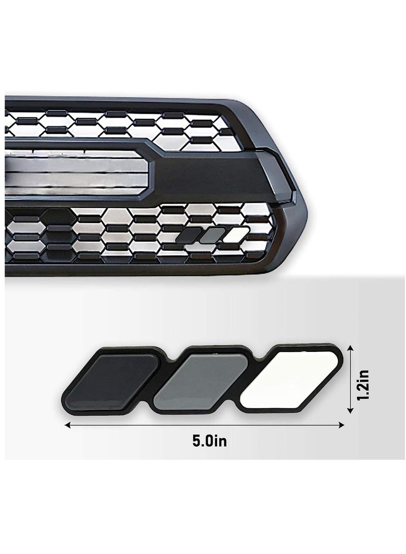 Tri-color grille badge logo decoration accessories car truck label for Tacoma 4Runner and for Tundra Rav4, three-color badge logo for Highlander's T-G3Y White-Light gray-Black