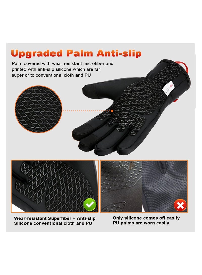 Waterproof Winter Gloves, Mens Women Warm Touch Screen, Anti-Slip and Wear-Resistant, with Adjustable Velcro, for Shoveling Snow, Cycling, Driving, Running, Hiking, Camping, Snowball Fights(Grey)(M) - Image 5