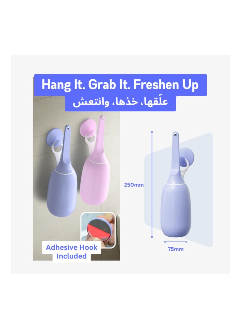 Marjo Portable Bidet for Travel & Postpartum | Peri Bottle with Foldable Lid, Gentle Flow Control, BPA-Free, No-Leak, Hygienic Cap | Compact, Refillable, Handheld Feminine Wash Bottle (Lavender, 400ml)  - Image 4