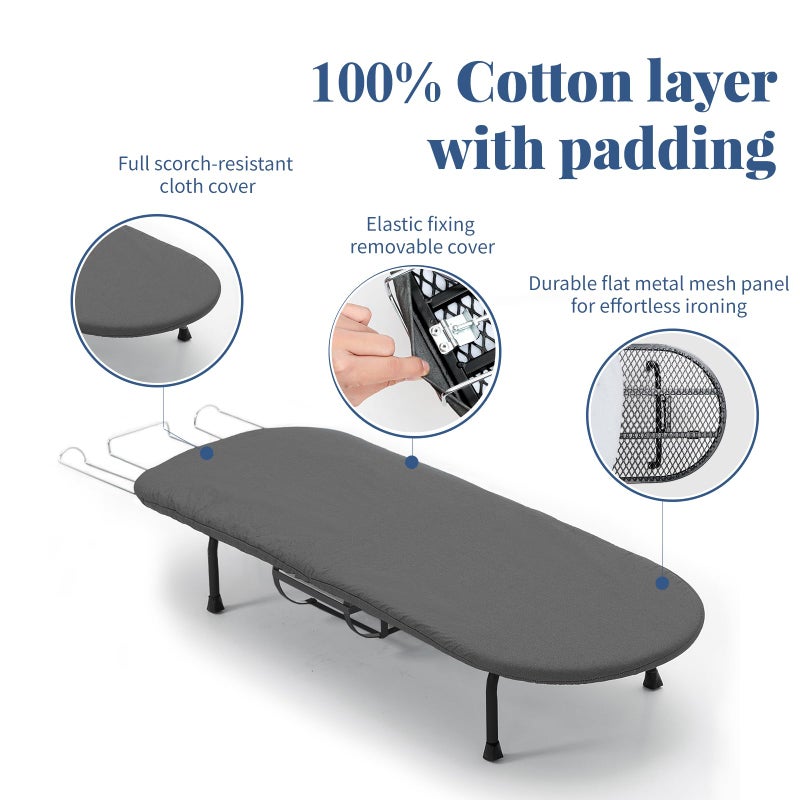 RAINHOL Tabletop Ironing Board with Iron Holder, RAINHOL Small Folding Ironing Board with Cover and Pad, Portable Compact Mini Iron Table for Home & Travel, Black - Image 4