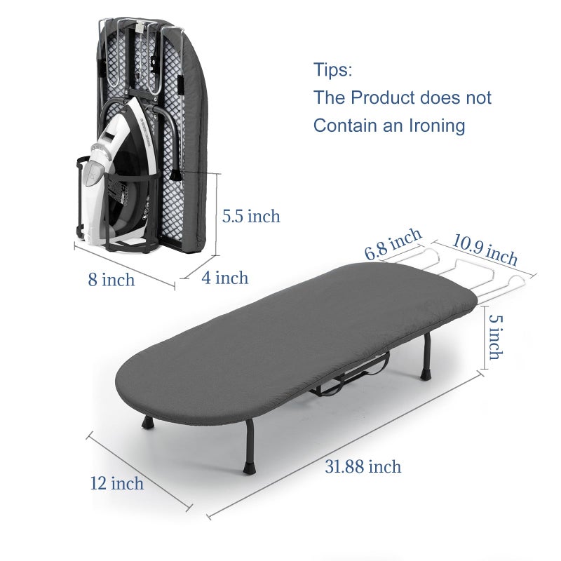 RAINHOL Tabletop Ironing Board with Iron Holder, RAINHOL Small Folding Ironing Board with Cover and Pad, Portable Compact Mini Iron Table for Home & Travel, Black - Image 2