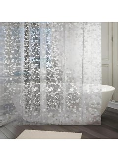 Kuber Industries Kuber Industries AC Curtain | PVC Door Window Curtain | Curtains for Door | Curtain for Bathroom | Window Blackout Curtain | Shower Curtain with 8 Rings | 8 Feet | Stone Print | Transparent  - Image 2