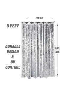 Kuber Industries Kuber Industries AC Curtain | PVC Door Window Curtain | Curtains for Door | Curtain for Bathroom | Window Blackout Curtain | Shower Curtain with 8 Rings | 8 Feet | Stone Print | Transparent  - Image 3
