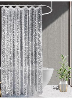 Kuber Industries Kuber Industries AC Curtain | PVC Door Window Curtain | Curtains for Door | Curtain for Bathroom | Window Blackout Curtain | Shower Curtain with 8 Rings | 8 Feet | Stone Print | Transparent  - Image 1