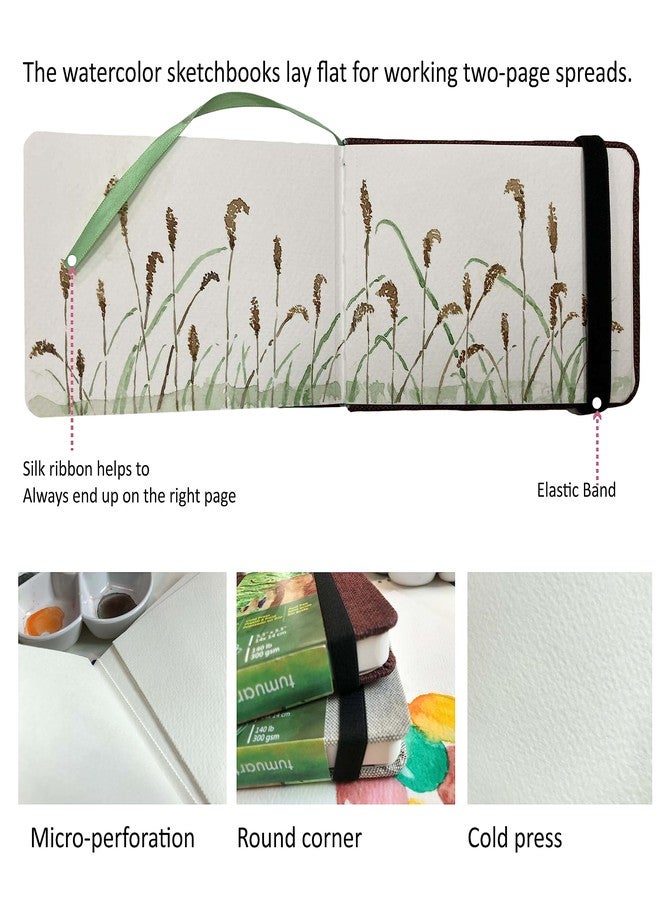 tumuarta Watercolor Journal, 3.5x5.5”, 140 LB, 300 GSM, Cotton Paper, Cold Press, 24 Sheets, 48 Pages, Watercolor Sketchbooks for Use As Travel Notebook Mixed Media Pad On The Go - Image 3