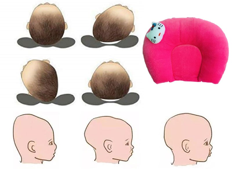 Hozzbun وسادة بذور الخردل Hozzbun® لحديثي الولادة، وسادة تشكيل رأس الطفل من المخمل، مع غطاء قطن فوم للأطفال من 0 إلى 12 شهرًا (وردي داكن) - Image 4