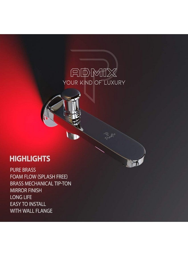 Pixaflo Admix Brass Bath Tub Diverter Spout with Wall Flange | Tip-Ton | Chrome Finish (Pack of 2) - Image 3