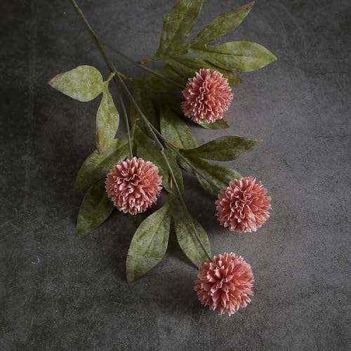 VIERENA 12 Pcs Faux Silk Pompon Mum Artificial Flowers for Vase -27", Bulk Fake Chrysanth Branches with Stems for DIY Bouquet Centerpieces Wedding Fillers Arrangements Shower Decorations (Dusty Pink) - Image 3