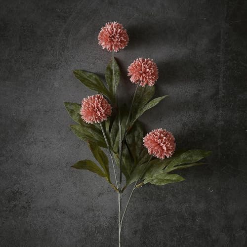 VIERENA 12 Pcs Faux Silk Pompon Mum Artificial Flowers for Vase -27", Bulk Fake Chrysanth Branches with Stems for DIY Bouquet Centerpieces Wedding Fillers Arrangements Shower Decorations (Dusty Pink) - Image 2