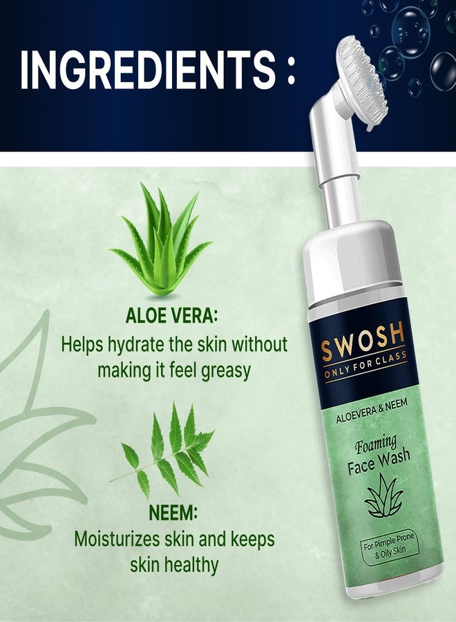 سوش غسول الوجه الرغوي من سووش بخلاصة الصبار مع فرشاة لتقشير لطيف وتنظيف عميق 100 مل | للبشرة المعرضة لحب الشباب والبثور والدهنية للنساء والرجال | خلاصة الصبار والنيم والريحان - Image 4