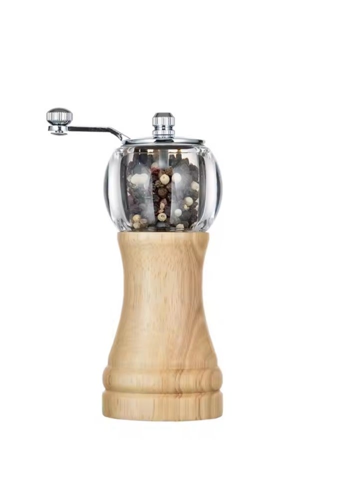 Mazko Refillable Wooden Salt & Pepper Grinder Set – Adjustable Coarseness Pepper Mill & Spice Grinder with Acrylic Body and Stainless Steel Handle for Kitchen Cooking - Image 1