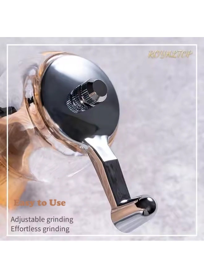 Mazko Refillable Wooden Salt & Pepper Grinder Set – Adjustable Coarseness Pepper Mill & Spice Grinder with Acrylic Body and Stainless Steel Handle for Kitchen Cooking - Image 3