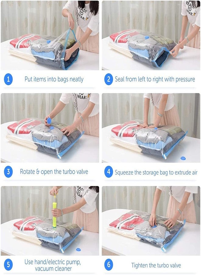 PERPART Heavy Quality Vacuum Storage Reusable Zip lock Smart Space Saver Bags with Hand Pump for Travel - Image 3