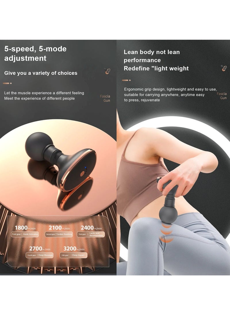 VIO Portable Cordless Mini Massager Percussion Pocket Muscle Massage Gun Super Quiet Technology Handheld USB Relaxation Rechargeable Portable Massager Deep Tissue Pain Relief Massager with 5 Speeds for Home Office Gym  - Image 4