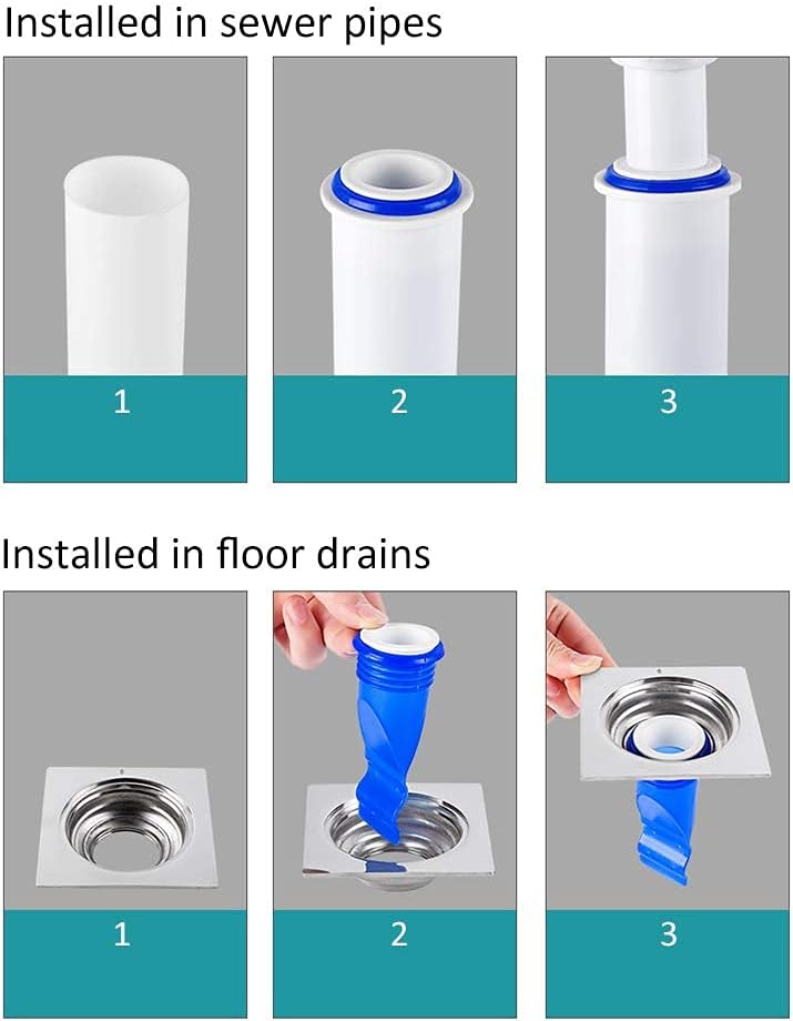 HLZC Drain Backflow Preventer, One-Way Valve, Adjustable Silicone Floor Drain Trap for Pipes and Tubes in Bathroom, Kitchen, and Toilet (Blue-4) - Image 4