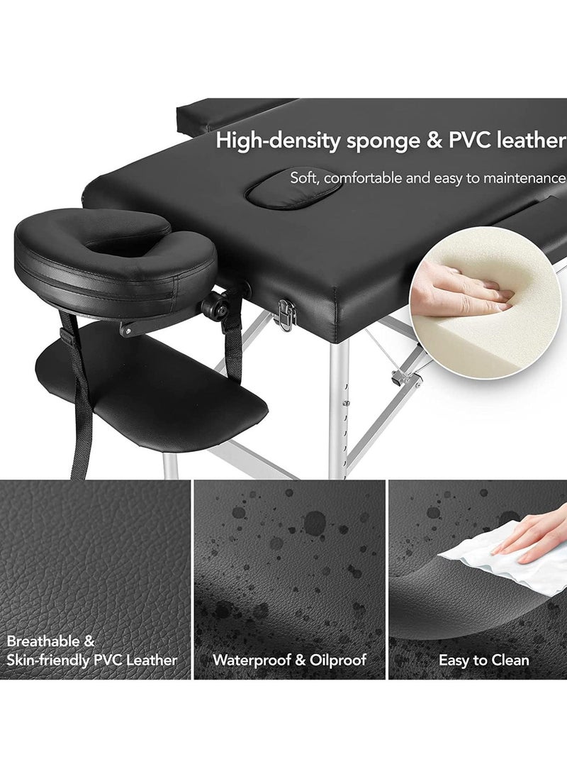 طاولة التدليك المحمولة طاولة التدليك 3 قابلة للطي وخفيفة الوزن وقابلة للتعديل لصالونات التجميل مع حقيبة حمل - Image 5