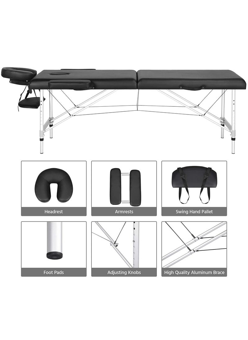 ZUIHAO - Massage Table Portable Massage Table 3 Folding Lightweight Height Adjustable Salon Spa Table with Carrying Case - Image 1