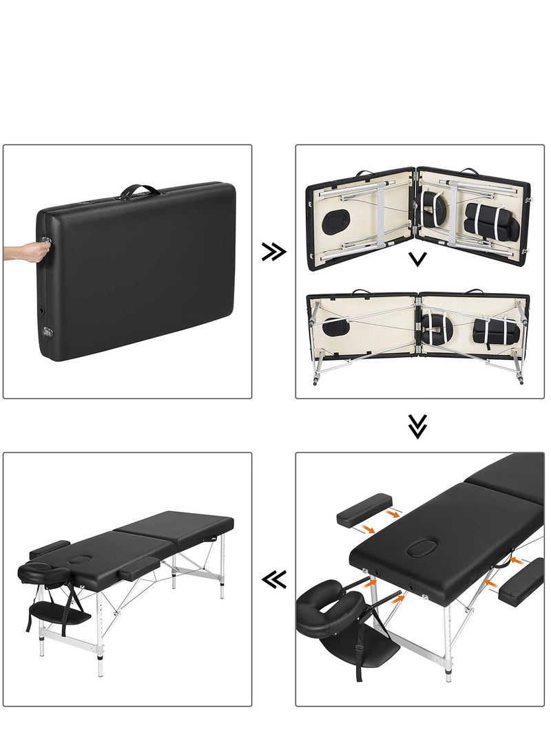 ZUIHAO - Massage Table Portable Massage Table 3 Folding Lightweight Height Adjustable Salon Spa Table with Carrying Case - Image 1
