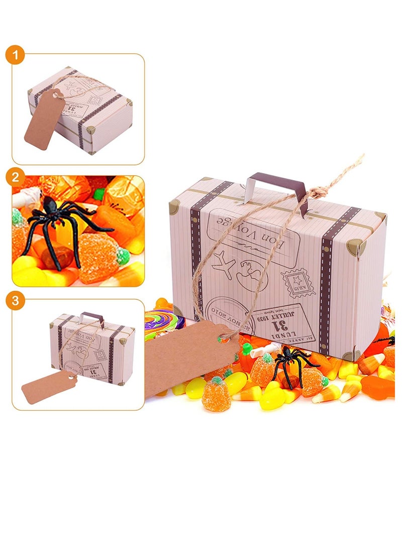 Zikra Mini Party Favor Boxes, 20pcs Mini Suitcase Wedding Candy Box, Vintage Suitcase Candy Box with Jute Twine & Tag for Travel Themed Party Wedding Bridal Shower Baby Shower, Creative Candy Box - Image 2