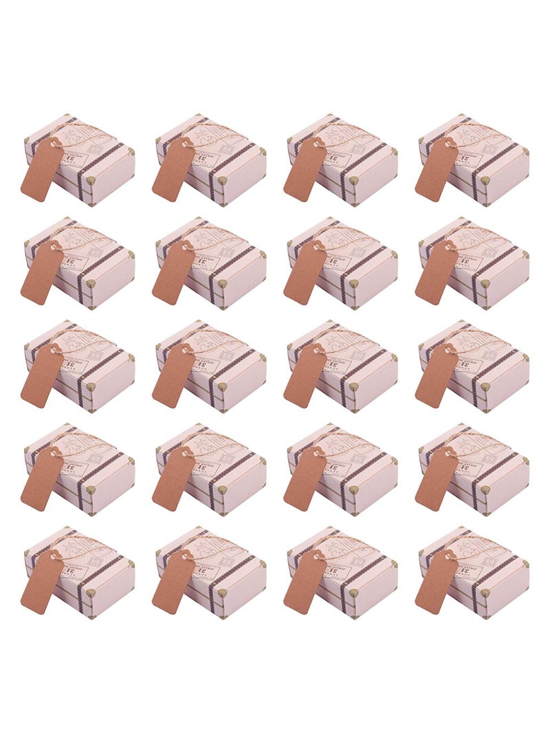 Zikra Mini Party Favor Boxes, 20pcs Mini Suitcase Wedding Candy Box, Vintage Suitcase Candy Box with Jute Twine & Tag for Travel Themed Party Wedding Bridal Shower Baby Shower, Creative Candy Box - Image 1