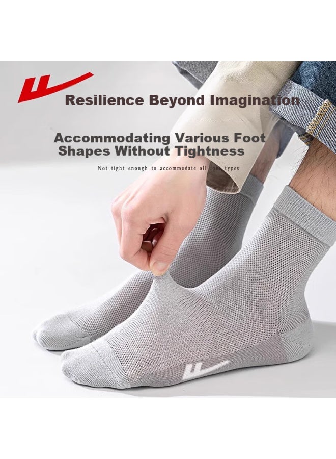 Pull Back Warrior Men's Autumn And Winter Solid Color Cotton Socks Casual Breathable Antibacterial Wear-resistant Odor-resistant Sports Mid-length Tube Socks 6 Pairs - Image 3