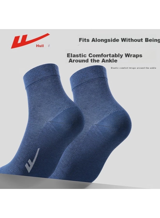 Pull Back Warrior Men's Autumn And Winter Solid Color Cotton Socks Casual Breathable Antibacterial Wear-resistant Odor-resistant Sports Mid-length Tube Socks 6 Pairs - Image 4