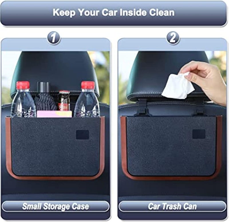 Hanging Car Trash Can, Collapsible Portable Waterproof Garbage Bag with Clip Small Car Organizer Holder Storage Pockets Container, Mini Trash Bin for Front Back Seat Accessories (Black) - Image 4