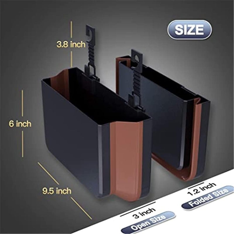 Hanging Car Trash Can, Collapsible Portable Waterproof Garbage Bag with Clip Small Car Organizer Holder Storage Pockets Container, Mini Trash Bin for Front Back Seat Accessories (Black) - Image 2